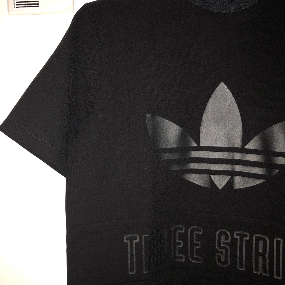Adidas Mock Turtleneck Three Stripes Tee - Medium